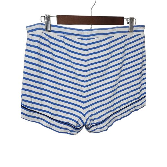 J. Crew Knit Pajama Set Women Small Blue White Stripes Shorts & Top Medium - Picture 5 of 9
